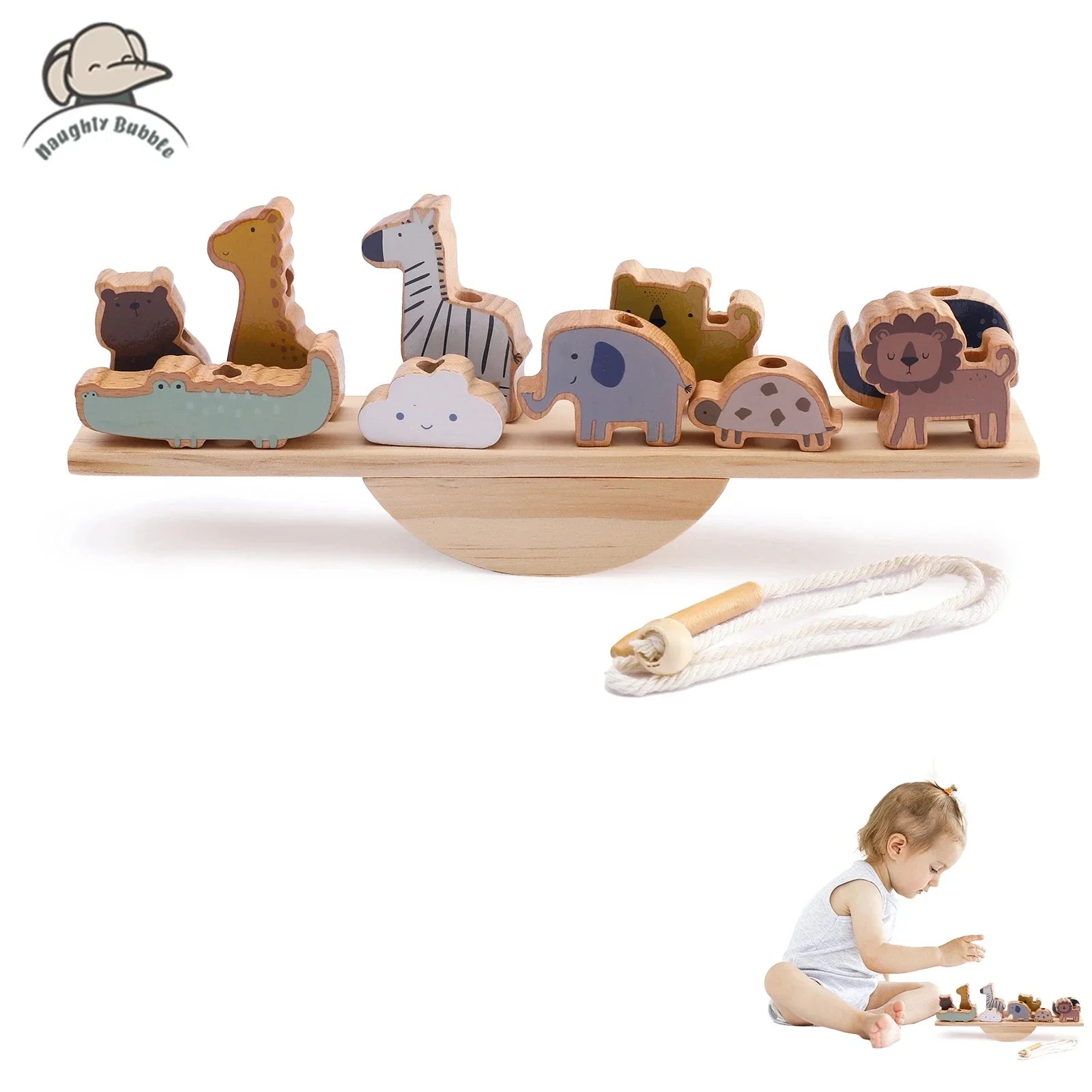 Wooden Tree Balance Toy with Peg Dolls