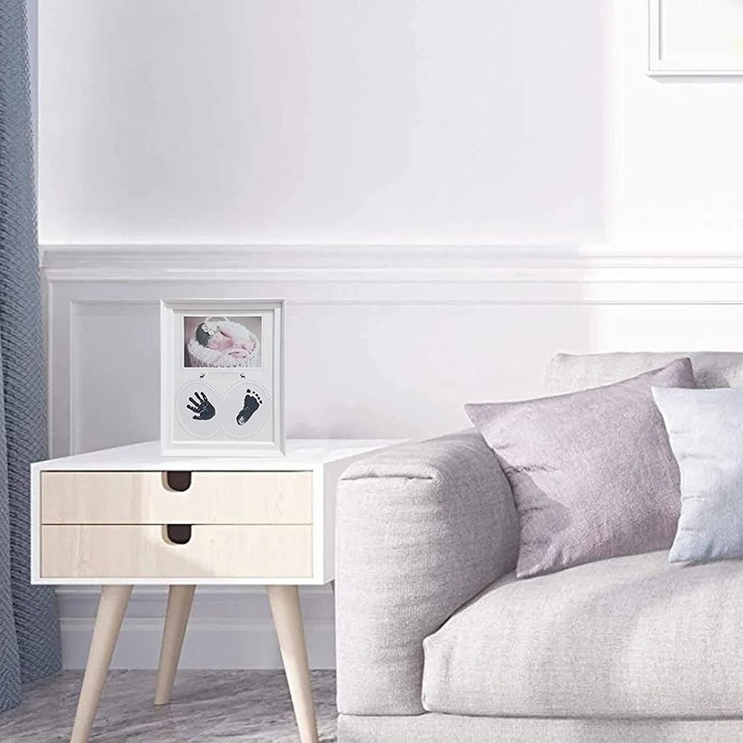 Baby Hand & Footprint Keepsake Frame – Clean Touch Ink, Newborn Gift