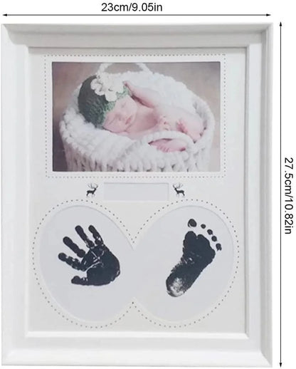 Baby Hand & Footprint Keepsake Frame – Clean Touch Ink, Newborn Gift
