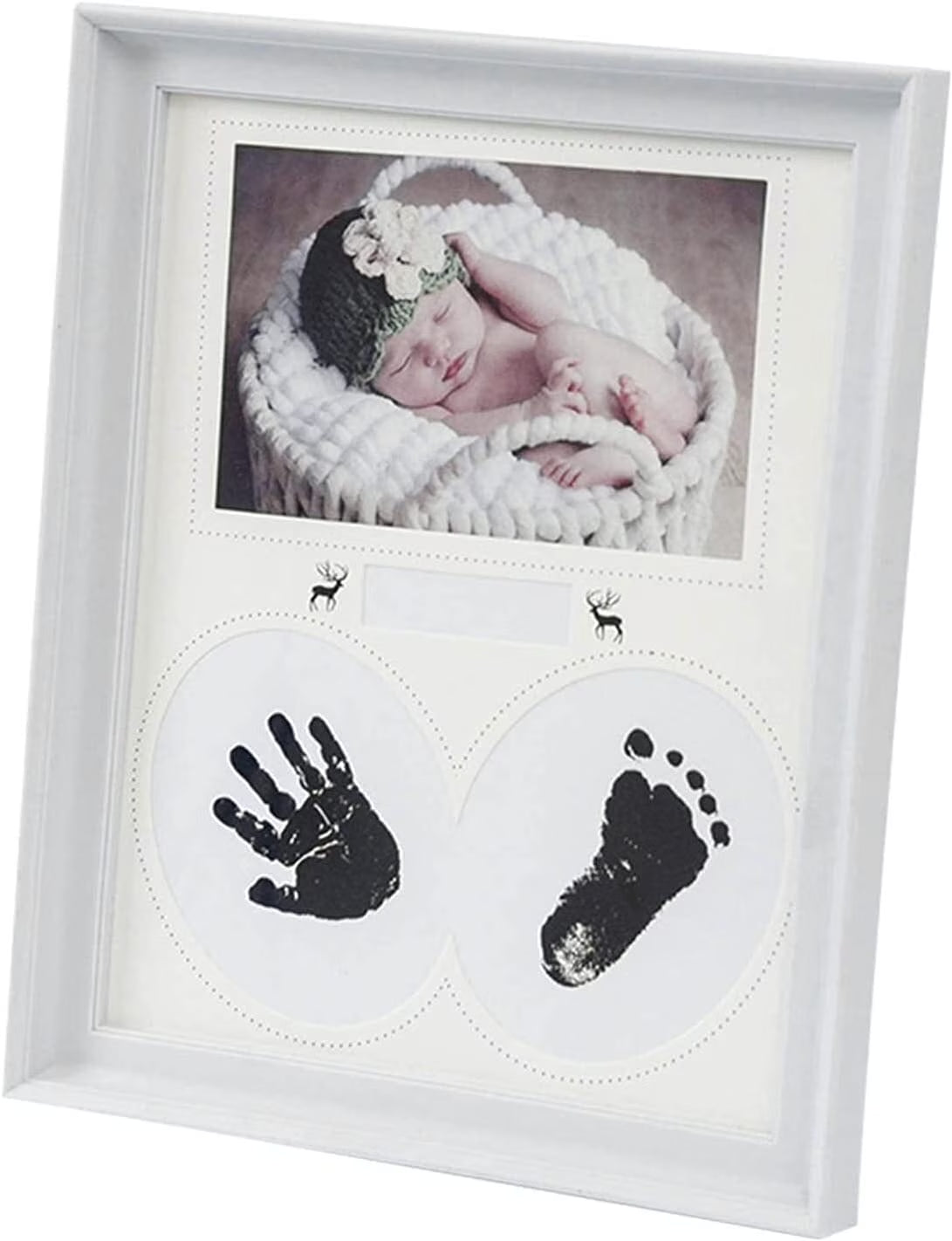 Baby Hand & Footprint Keepsake Frame – Clean Touch Ink, Newborn Gift
