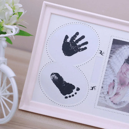 Baby Hand & Footprint Keepsake Frame – Clean Touch Ink, Newborn Gift