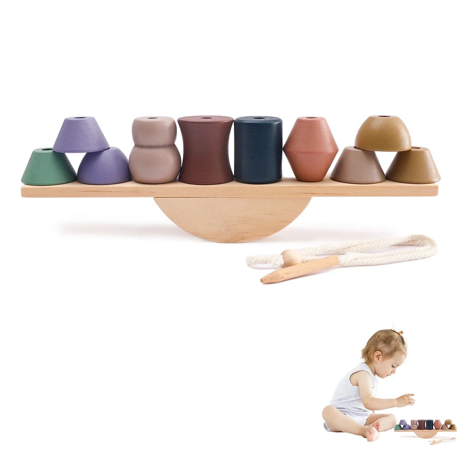 Wooden Tree Balance Toy with Peg Dolls